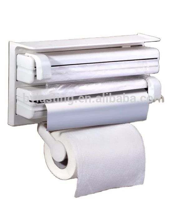kitchen accessory Triple Paper Dispenser for Kitchen Roll Aluminium Foil and Cling Film Cutter