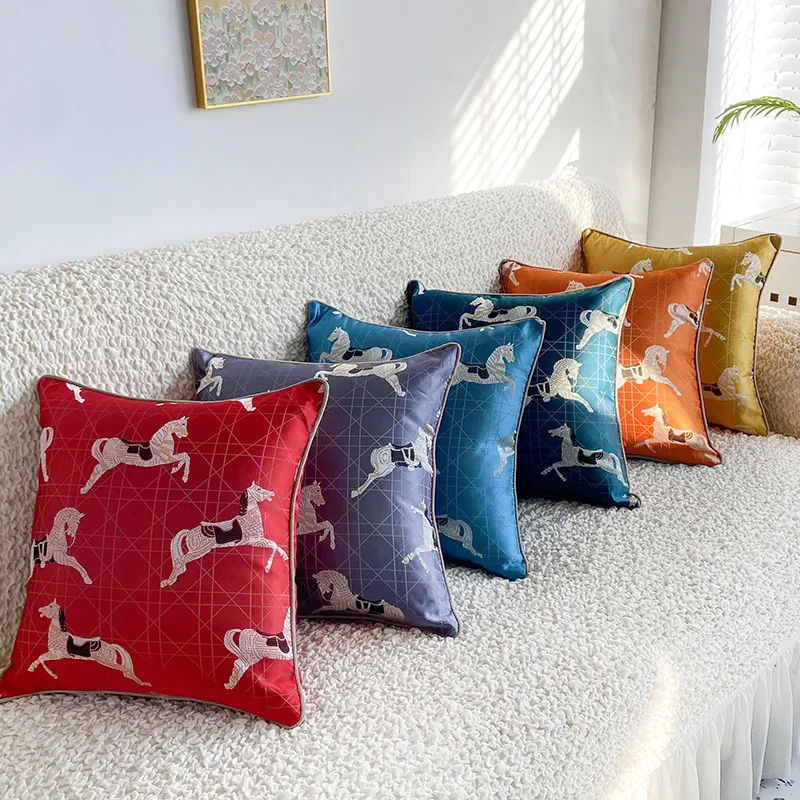Европейский геометрический узор Роскошный стиль Высокоточный конский жаккардовый чехол для подушки