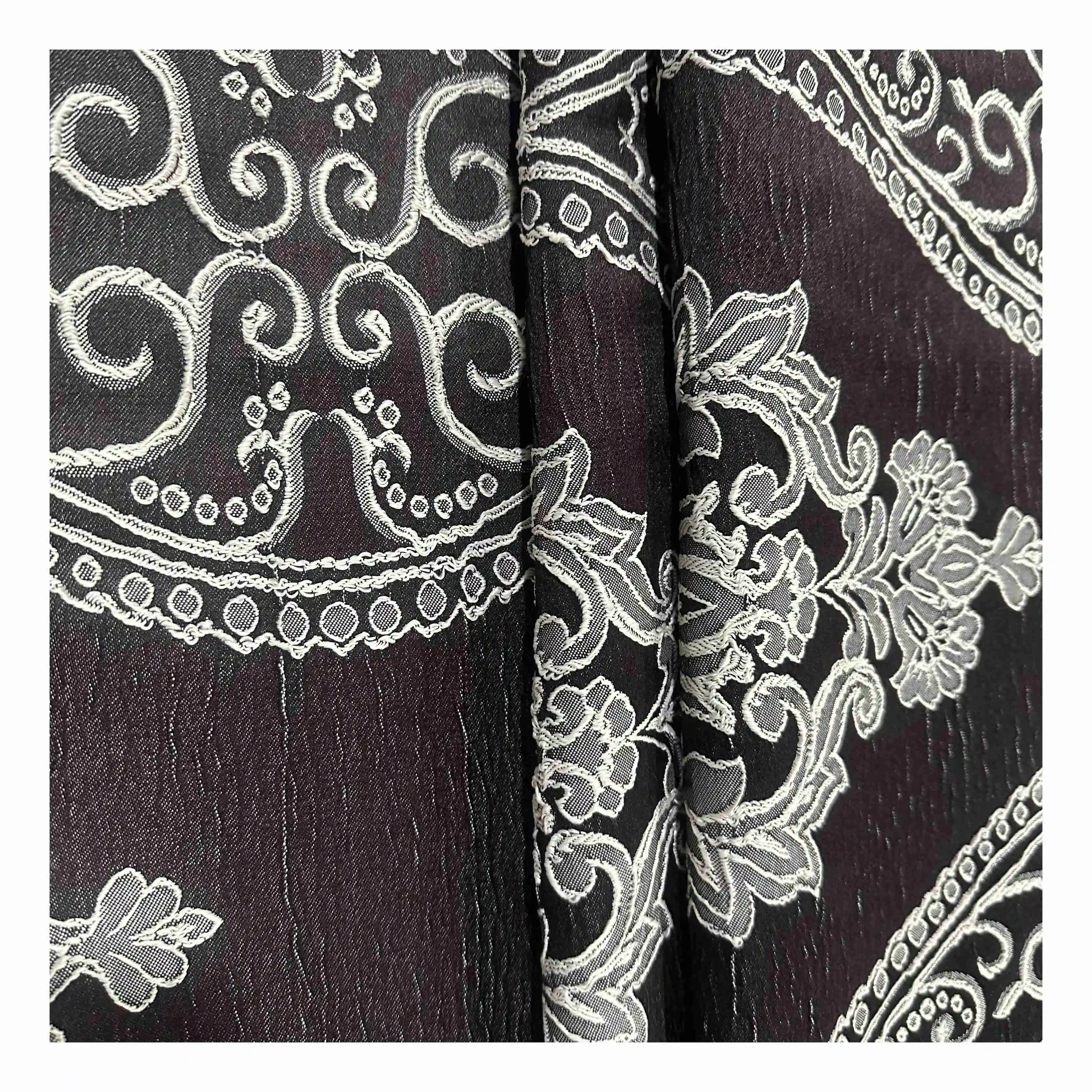 Luxurious Impression Jacquard Fabric Curtain Classical Royal French Damask 100% Polyester For The Living Room