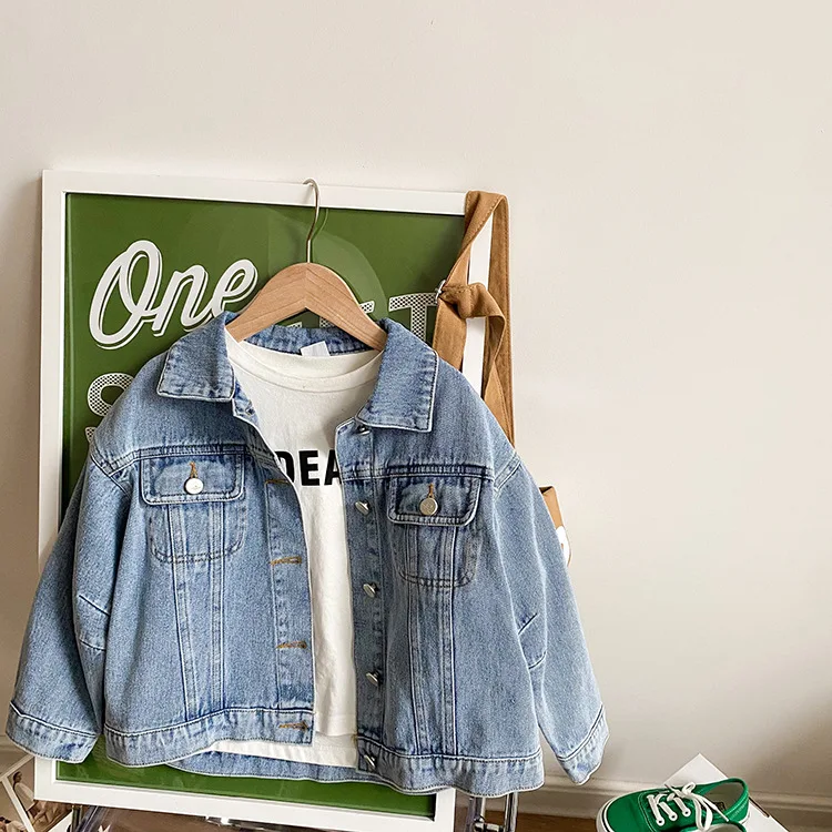 Boys And Girls Children Casual Denim Jacket  Autumn Kids Fashion Coat Top Vintage Denim Jacket Loose Top