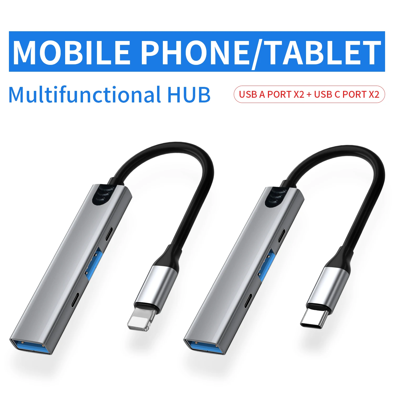 Multifunction USB HUB 4 IN 1 USB C HUBs with charging port for iPhone iPad Mobile Phone Tablet laptop OTG MIDI Adapter