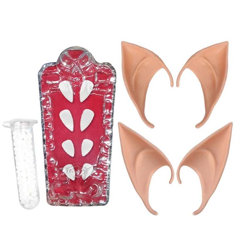 Украшение для вечеринки на Хэллоуин, эльфийские зубные протезы, эльфийские уши, аниме, сказочные костюмы косплея, уши вампира