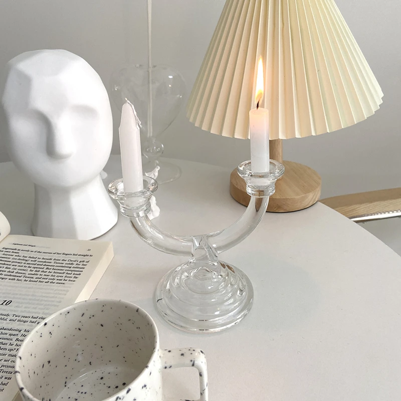 Cutelife INS прозрачные стеклянные подсвечники с геометрическим рисунком в скандинавском стиле, настольное украшение для дома, свадебные центральные части, хрустальный подсвечник