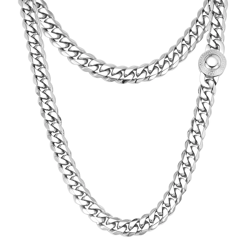 Miami Cuban Chain Bracelet Jewelry Stainless steel Icy Diamond CZ Clasp cuban link Necklace Jewelry