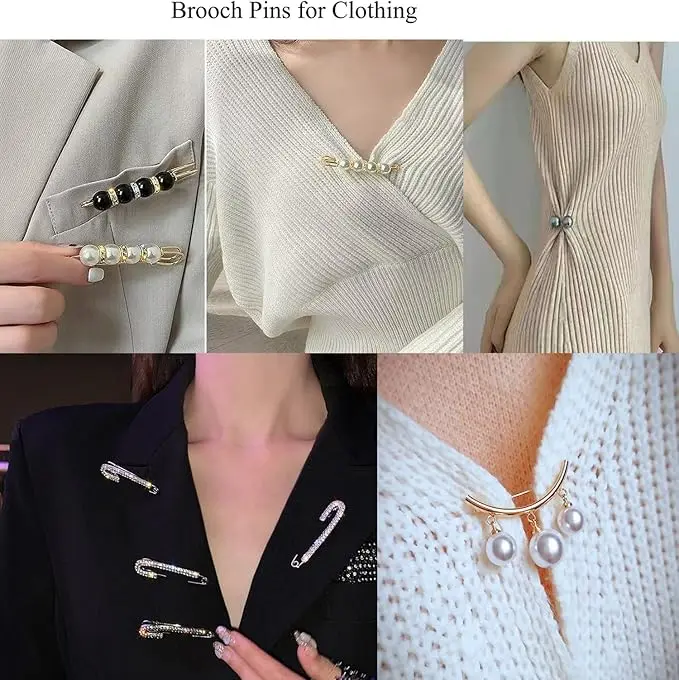 Rhinestone Pearl Jewelry Safety Brooches Button Pins Charms for Socks