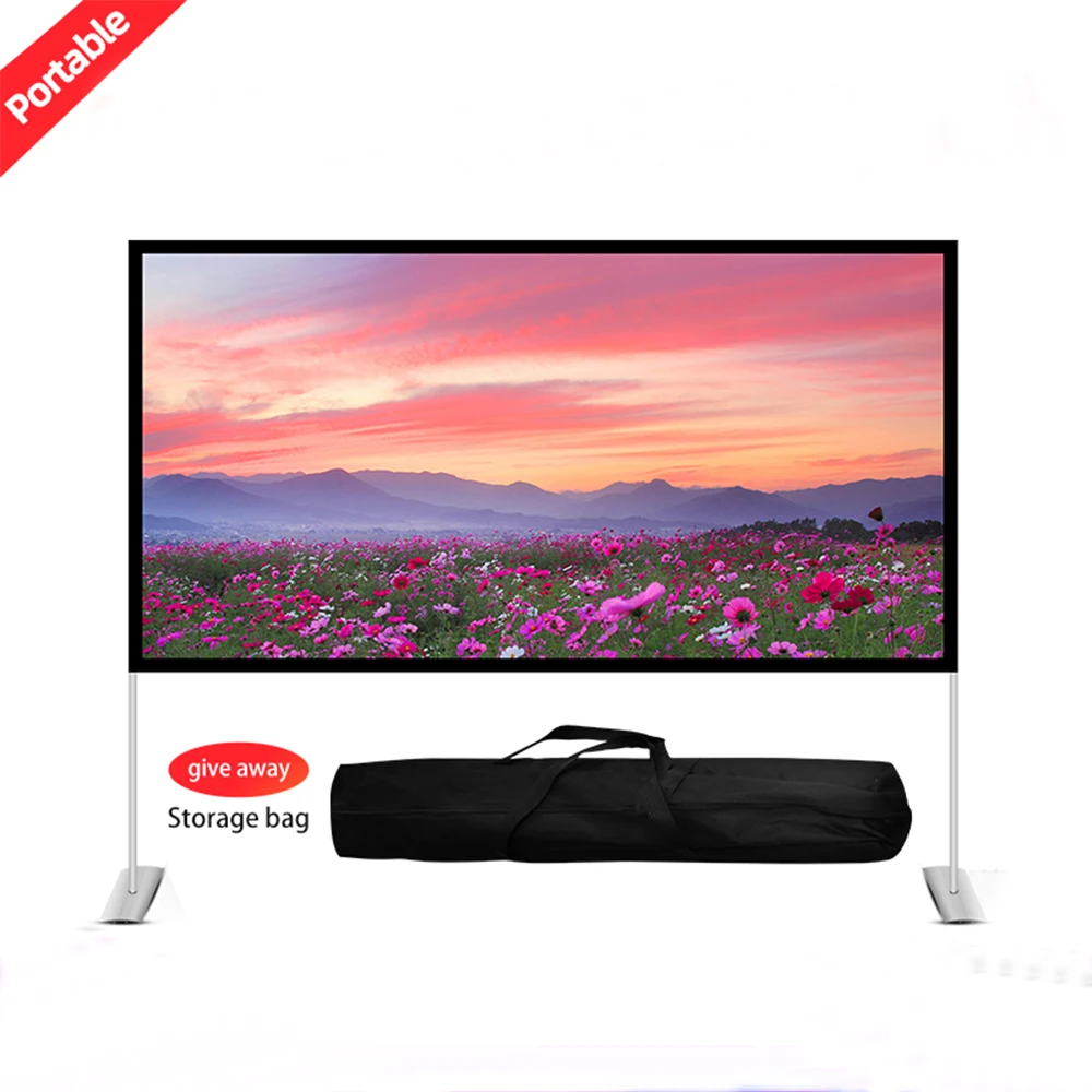 Factory Made Home Cinema Fixed Frame Curtain Portable Projector 120 inches Screen with stand