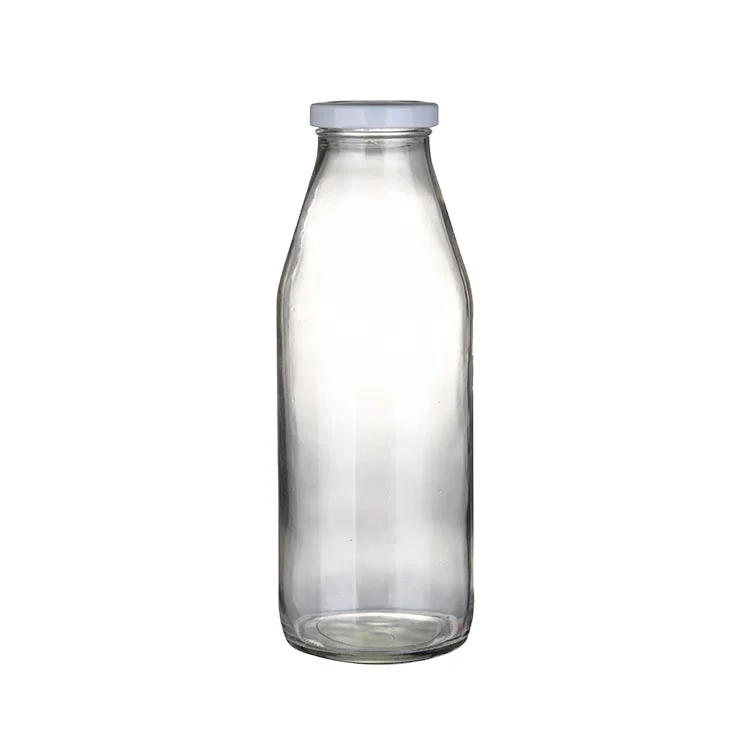 Wholesale milk glass container high temperature sterilized food grade refillable 500ml glass bottle transparent milk bottle
