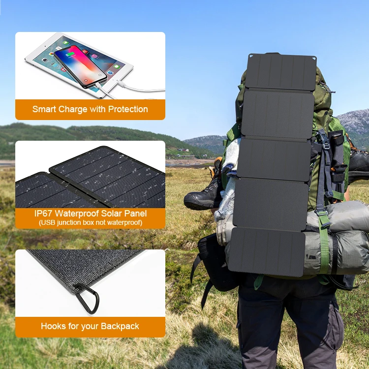 Foldable Solar Panel Waterproof 18W 21W 36W 45W 56W Portable Outdoor Power Solar Charger for Mobile Phone Power Bank home use