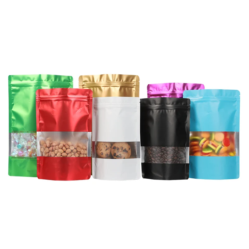Color Ziplock Bag Aluminum Foil Bag Window Opening Self-sealing Pocket Sealed Biscuit Packaging Flower Tea Bag Candy Pouch