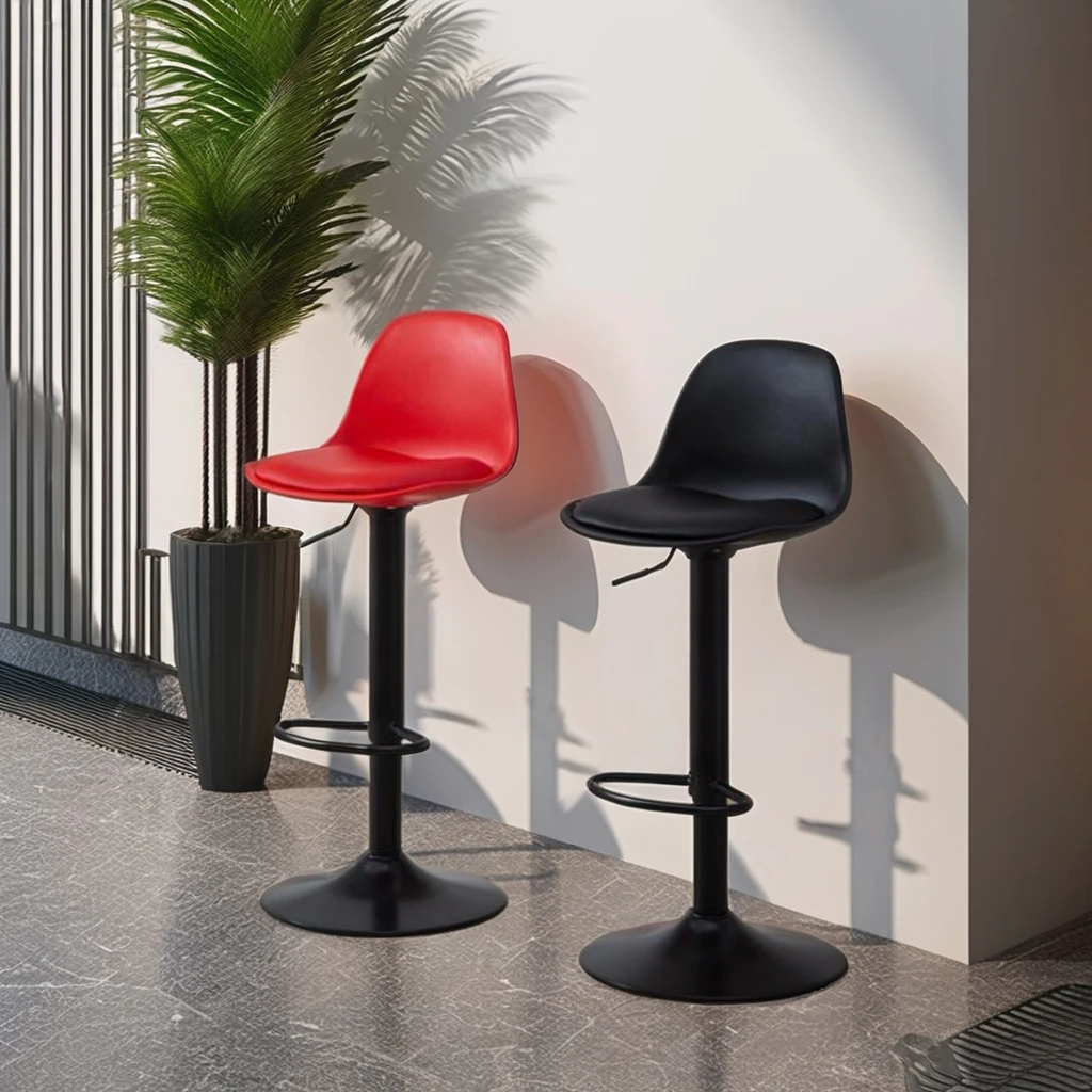 Wholesale Dining Room Furniture Bar Chair Bar Stool High Chair Modern Short Back PU Leather Cushion Bar Stools for Kitchen