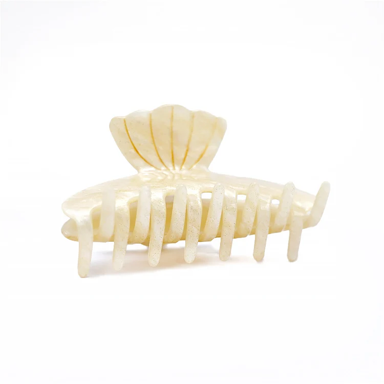 CANYUAN Factory direct sales 10.2cm engraved ivory white striped acetate hair claw plain large acetate claw clip wholesale