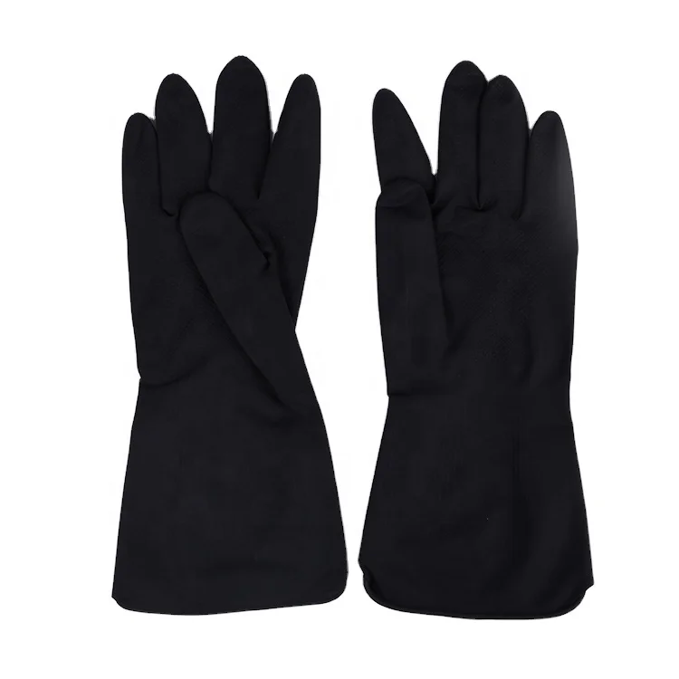 Black Waterproof Natural Household Industrial Rubber Heavy Duty Work Safety Gloves Latex Glove