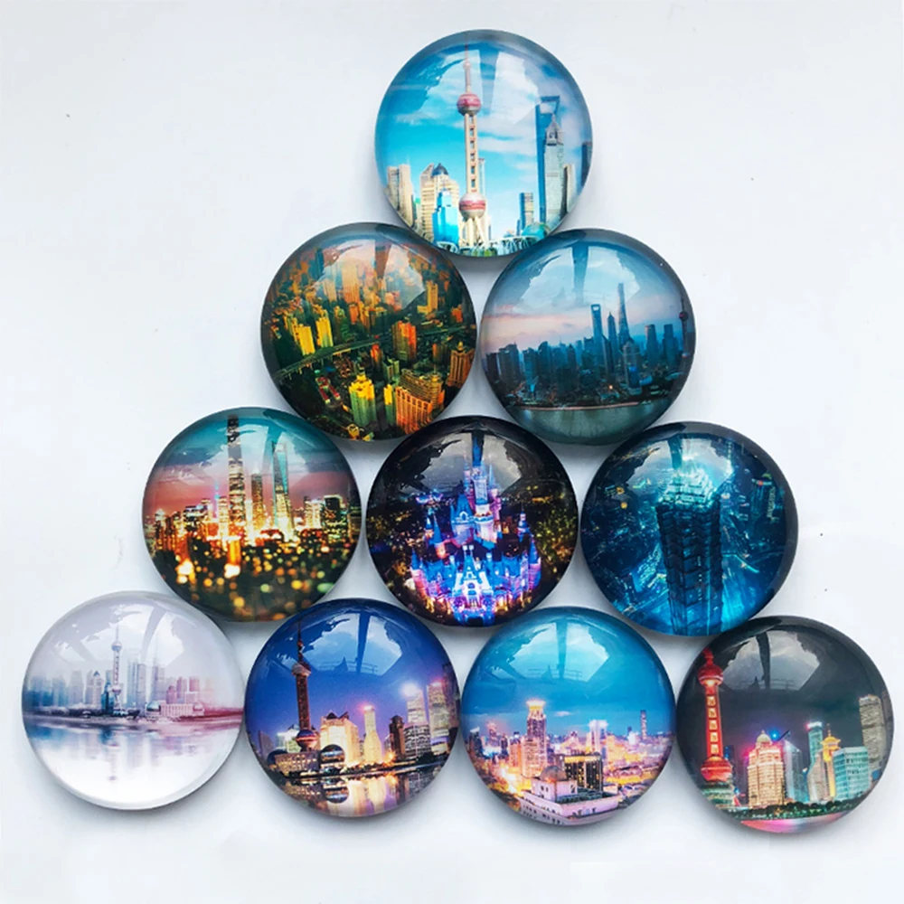 Wholesale Souvenir Custom Round 3D Crystal Glass Fridge Magnet Gift With Custom Printed