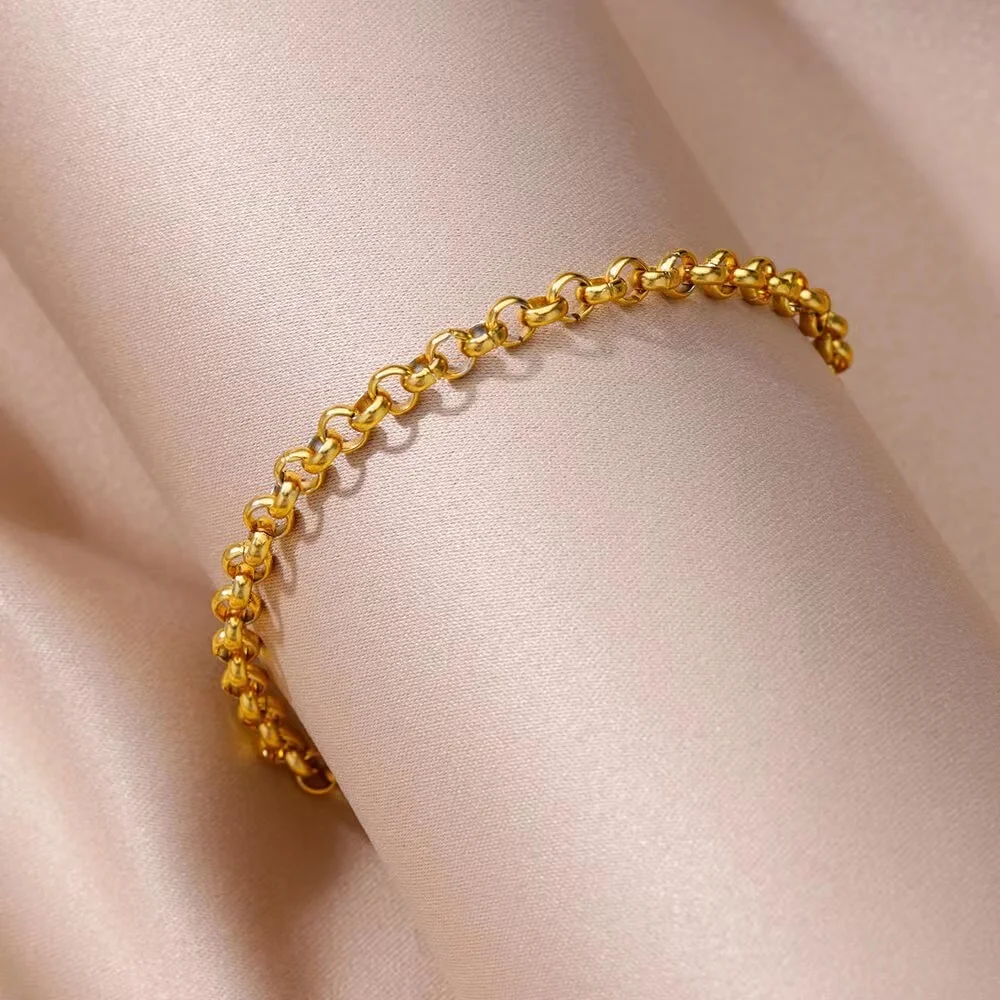 Stainless steel anklet 18K gold non-fading blade chain Ferro chain anklet gold anklets for girl