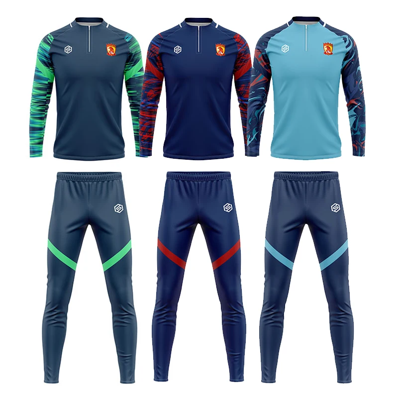 Custom Soccer/Basketball Warm Up Training Suit Sublimation Design 1/4 Zipper Football Training Tracksuits