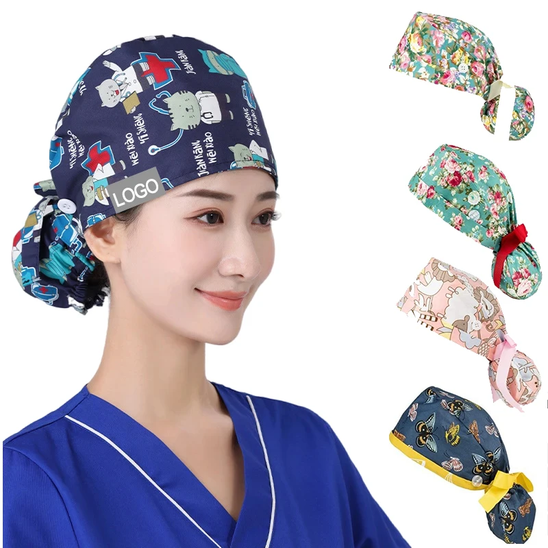 Doctors Unisex Nurse Hats Hospital Scrubs Nursing New Cotton operating room Adjustable hat for Dentist Lab Clinic Pharmacy Work