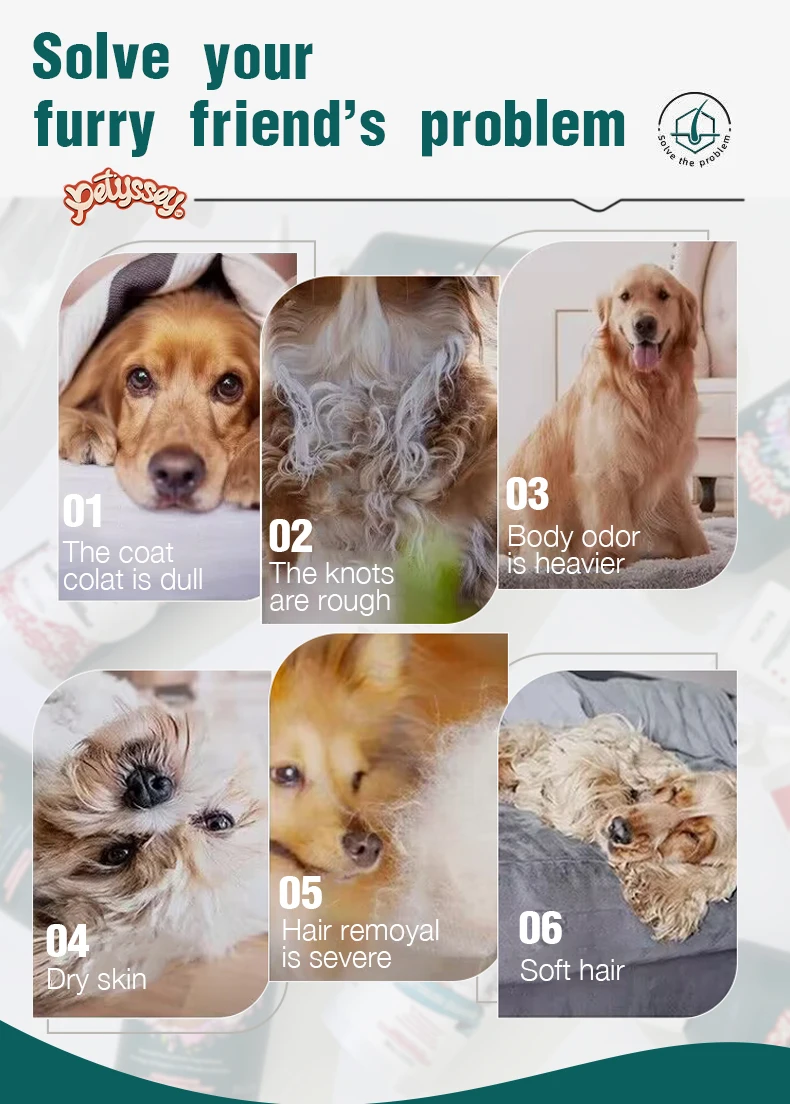 Wholesale Top Quality Eco-Friendly Cleaning Pet Shampoo Natural Mild Dog Shampoo 6 in1 Sulfate free Deodorizing Pet shampoo