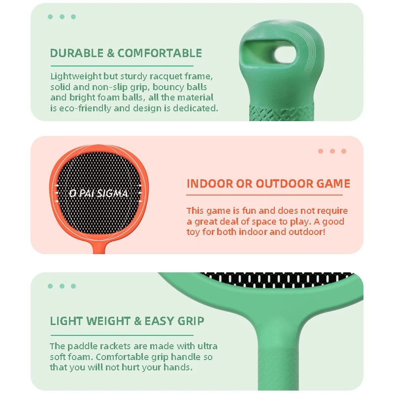 2 Rackets and 2 Paddles Balls Set Outdoor Games Outside Toys Beach Backyard Games Activities Over 3 years old