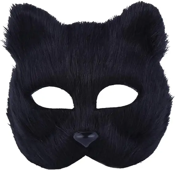 Halloween Half Fox Mask Animal Plush Mask Cosplay Animal Mask for Carnival Masquerade Costume Props