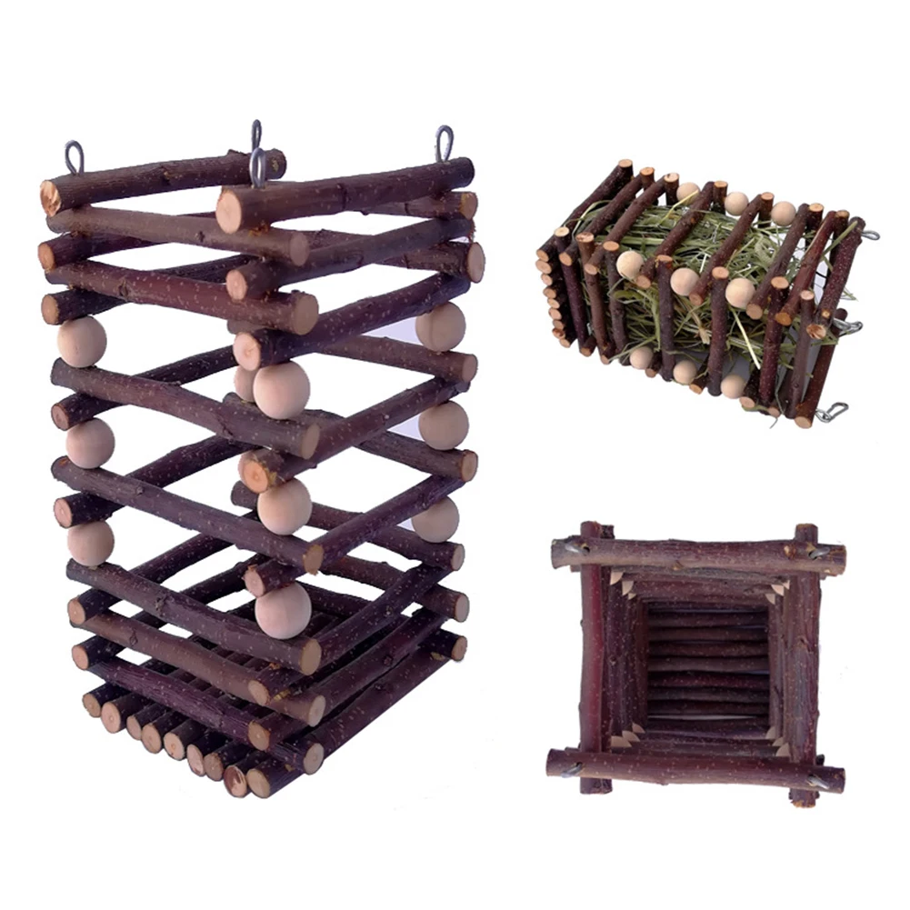 
Wooden Hay Manger Grass Frame Pet Toy Trough Feeder for Rabbits Chinchilla Hamster Guinea Pigs 