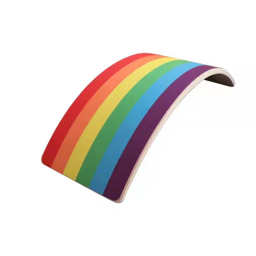 basswood wooden balance beam sensor training equipment changeable seesaw curved plate household rainbow colorful rocking horse