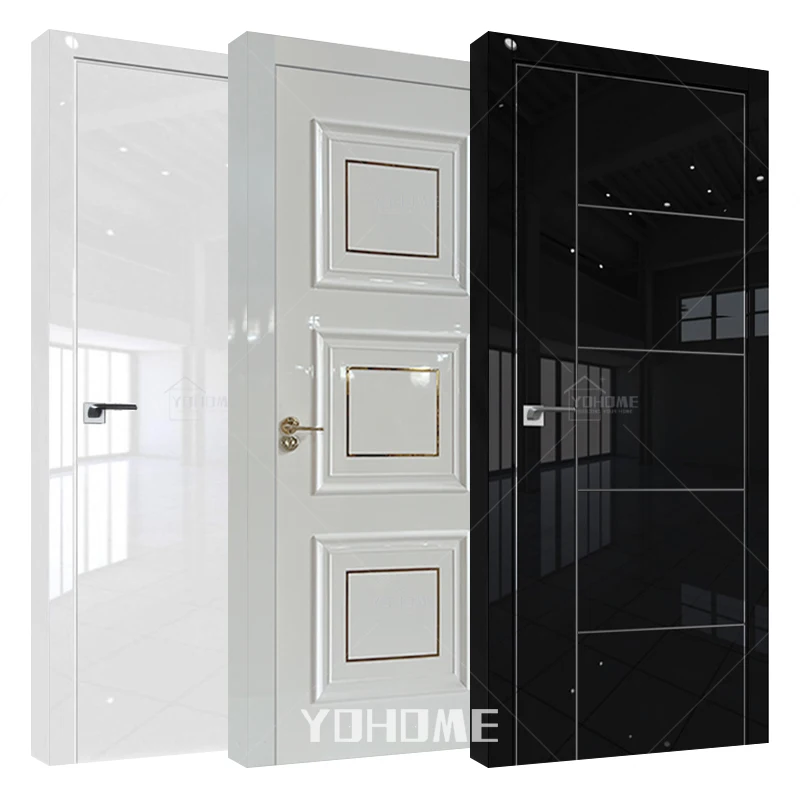 American modern design high gloss acrylic door high gloss laminate door high gloss piano finish interior door