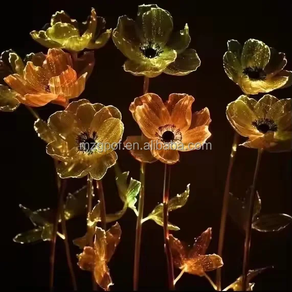 LED Fiber Optic Flowers Decorations Night Lamp Festival Lights Artificial Color Changing Fiber Optic Lily Flower