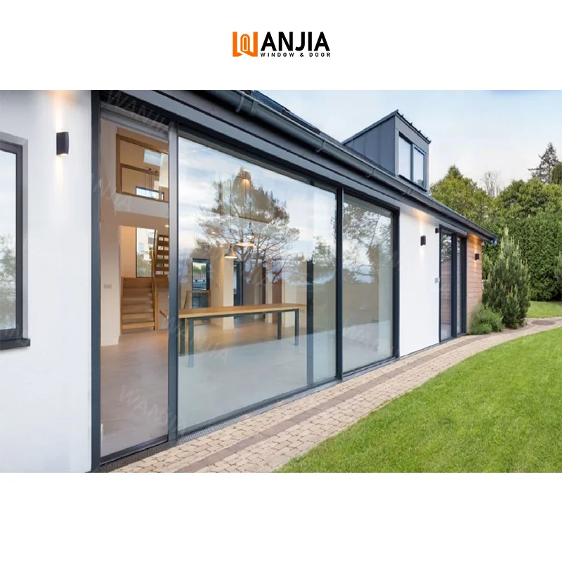 WANJIA Supplier custom external sliding aluminium doors modern lift sliding double glazed doors patio sliding glass doors