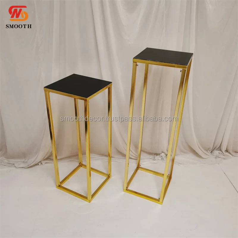 SMOOTH Factory Price Square 4pcs Flower Stand Gold Flower Rack Table Centerpiece for Wedding Decor