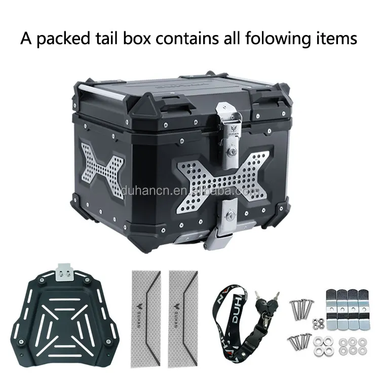 DUHAN 65L Storage Luggage Motorcycle Tail Boxes Aluminum Rear Delivery Alu Motorcycle trunk