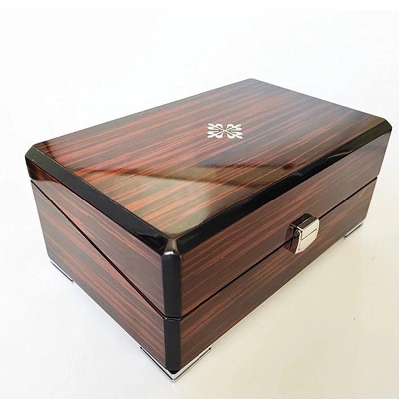 Wholesale High Glossy Spray Painting PU Leather Insert Hot Stamping Silkscreen Logo MDF Wood Patk Watch box