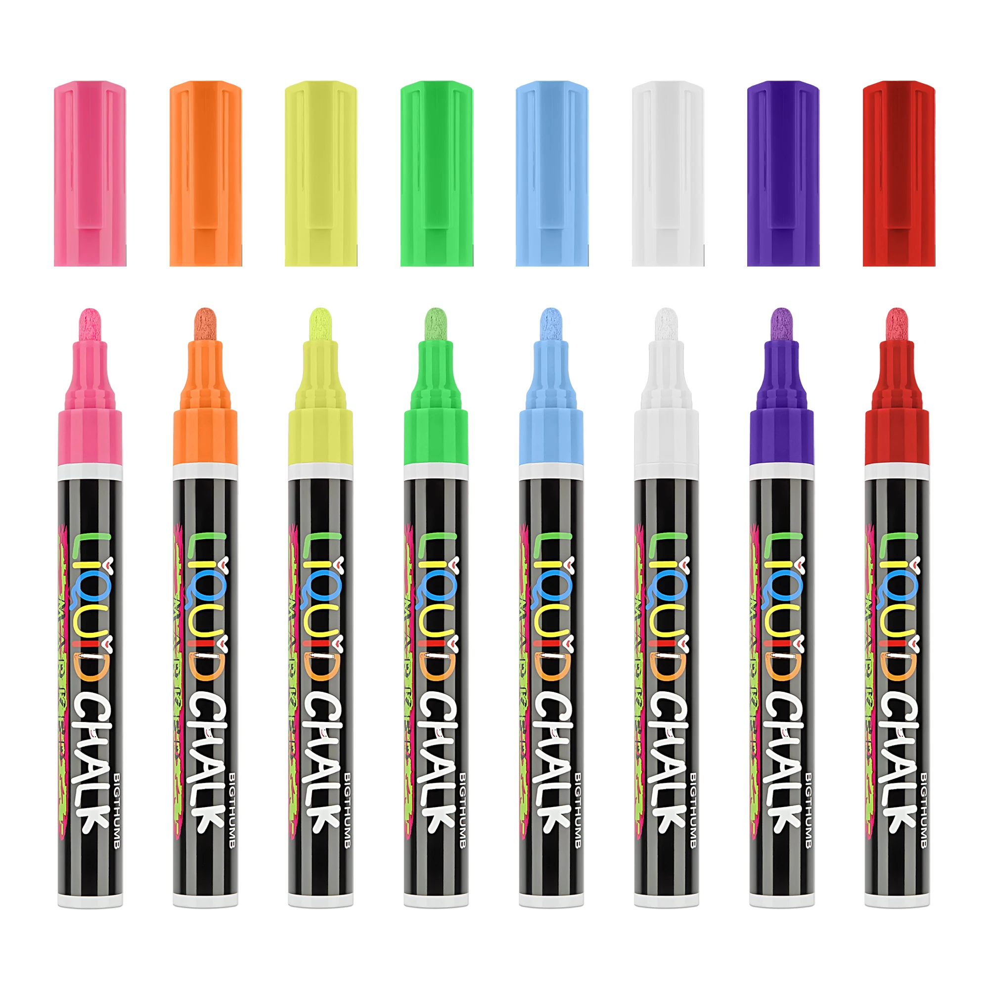 8 Colors 6mm Eco-friendly OEM Dry-Erase & Wet-Erase Neon Liquid Chalk Marker For Black Board