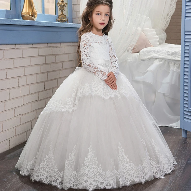 2019 high quality kids formal dress girl ball gown dress for wedding