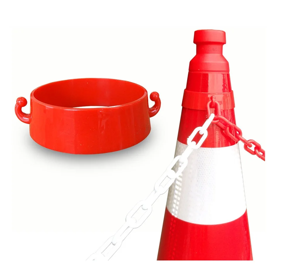 road cone plastic collar barricade cone chain link parkpoller mit kette Plastovy retez