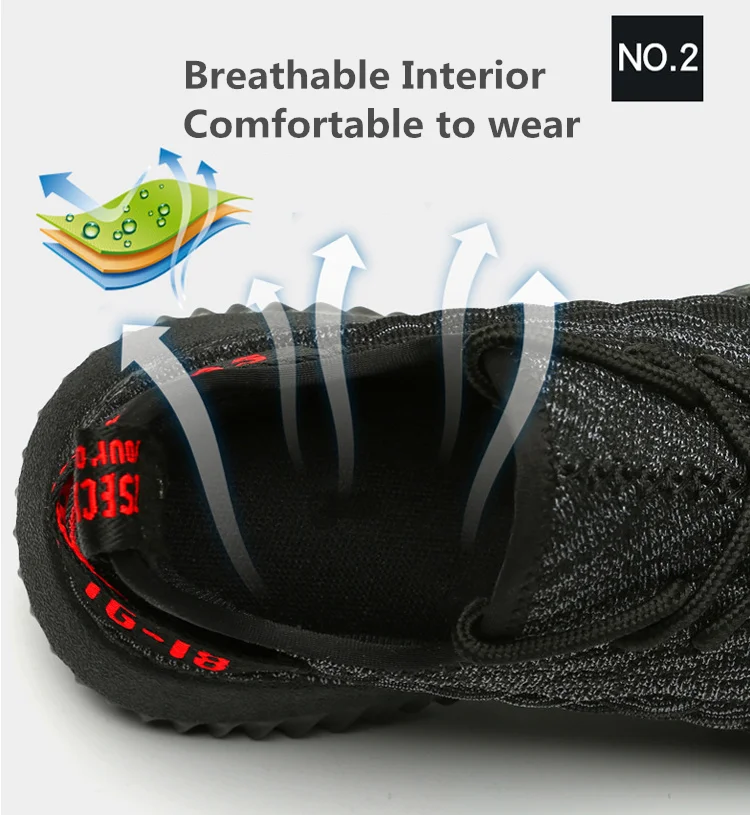 FUNTA summer low cut In Stock Breathable flykniting large size industrial shoe sport long safety shoes steel toe