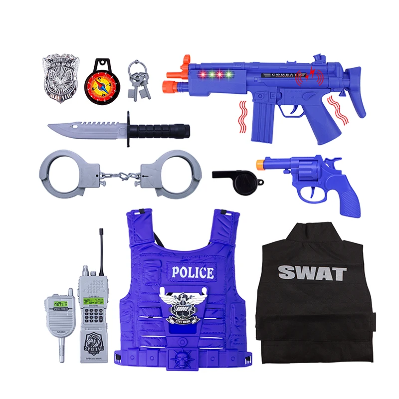 Newest simulation pretend play electric police uniform play gun set for kid
