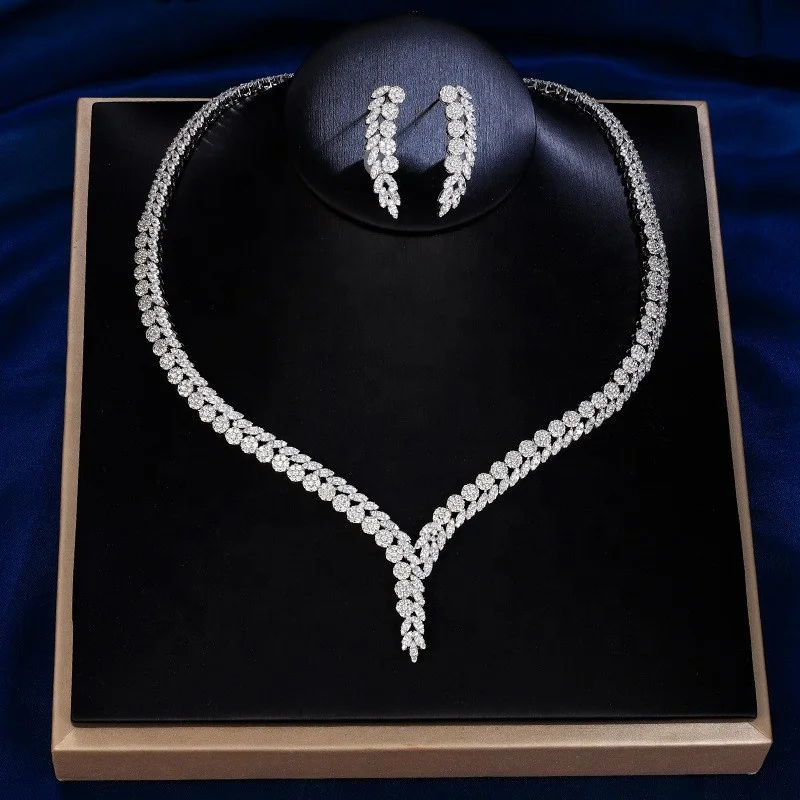 Charm Fashion Jewelry Set AAA Zircon Copper Micro Inlaid Diamond Chain Bridal Wedding Fashion Jewelry
