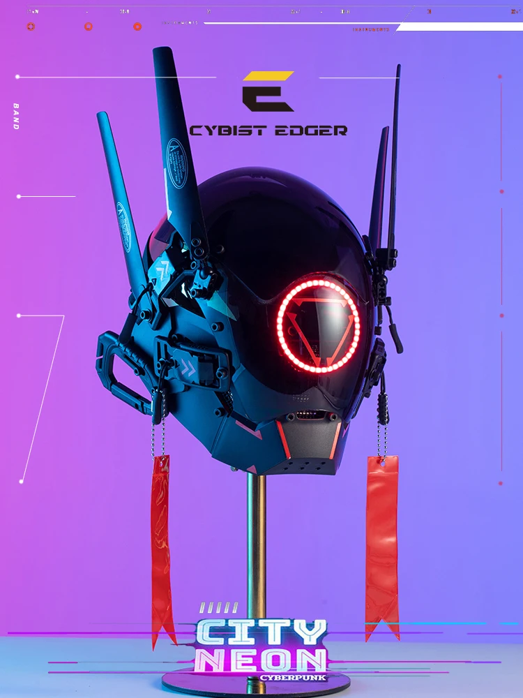 CYBER09 Glowing cyberpunk lightsaber transformed into role-playing Halloween masks futuristic jumping cool led party mask