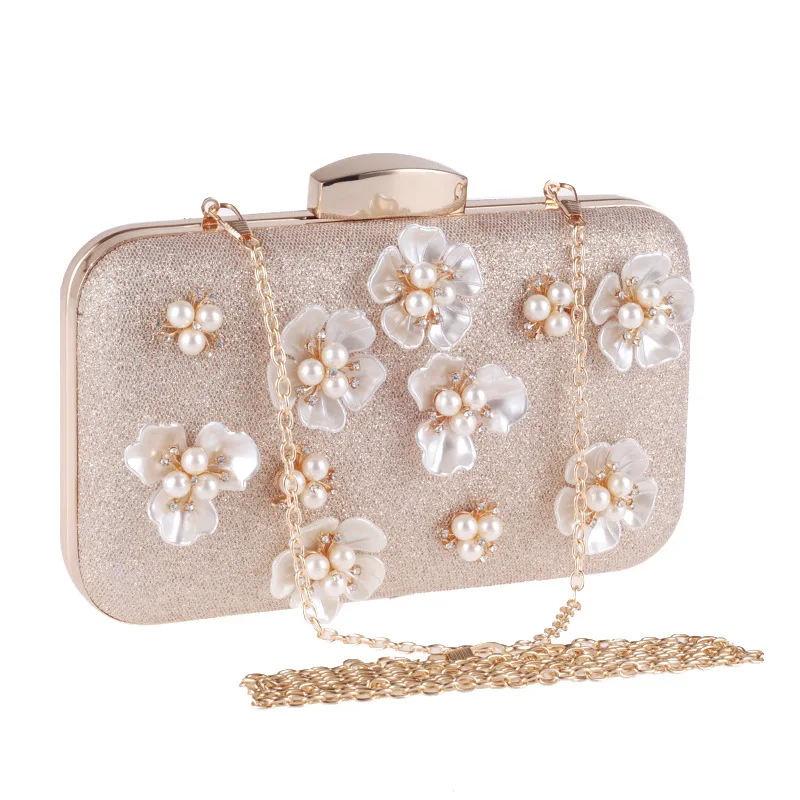 Newest Customized Private Label Cluth Women Evening Bags With Beautiful Flower Decoration
