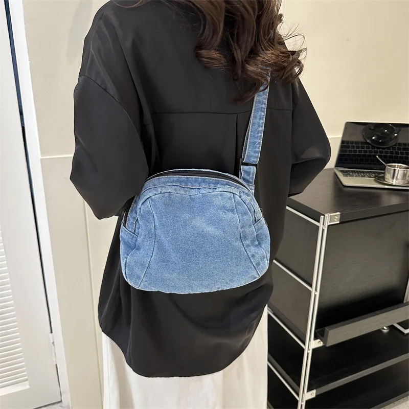 Korea style Eco-Friendly Denim Hobo Bag Washable Jean Shoulder Crossbody Bag RetroTot bags  Students Handbag Purse Custom