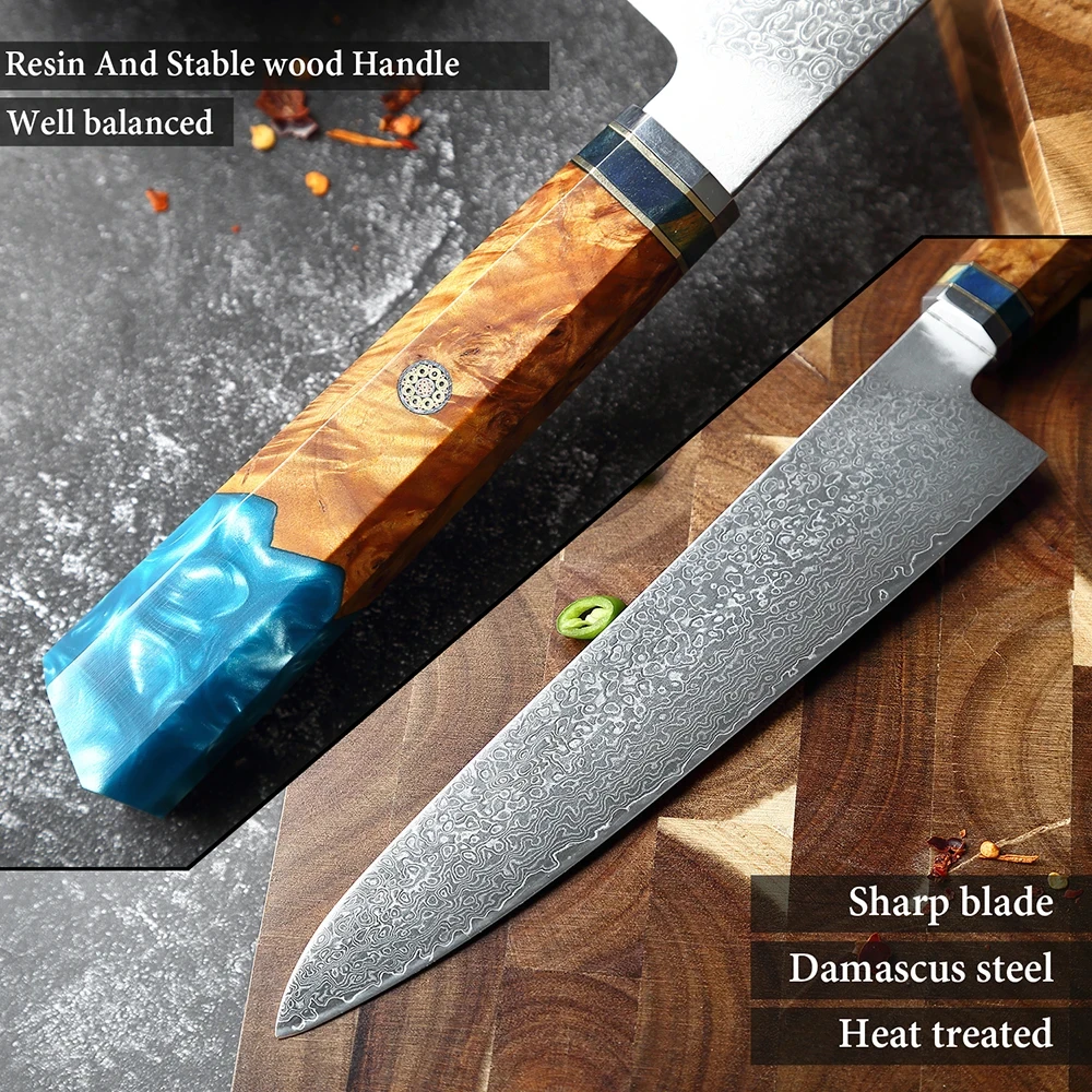 XITUO High Quality Santoku knife Japanese Damascus Steel Slaughter  Kitchen Chef knife Meat And Vegetable Cooking Knife