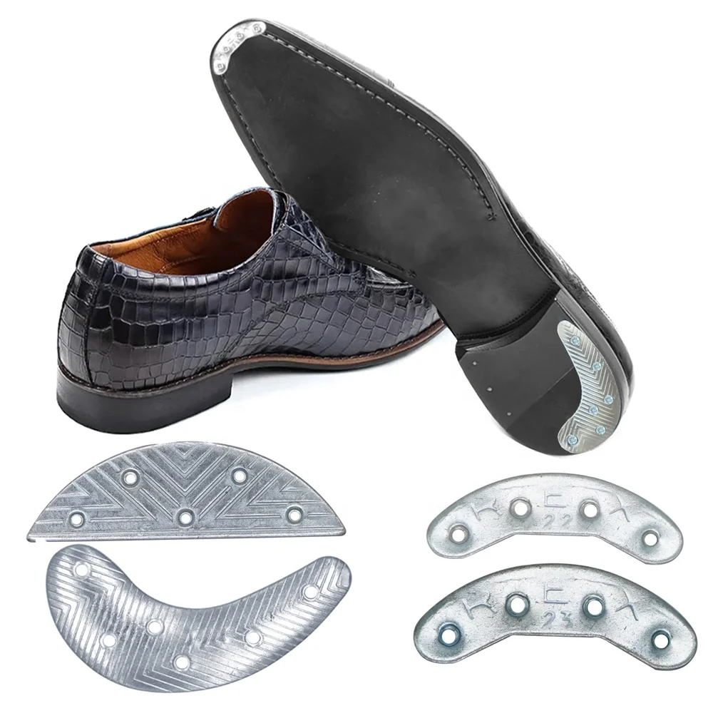 Metal Heel Plates Sole Repair Kit Shoes Heel Taps Tips Repair Pads With Screw Nails Sole Heel Guard Repair for Shoes and Boots