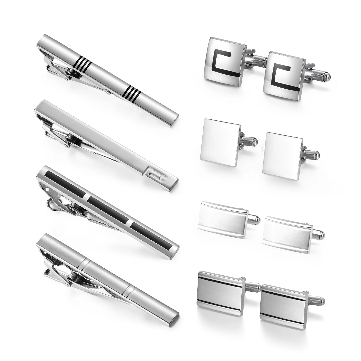 PDANY Custom Mens Tie Pin Cufflinks Blue Crystal Circular Classic Tuxedo Shirt Cufflinks Tie Clip Set for Men Business Wedding