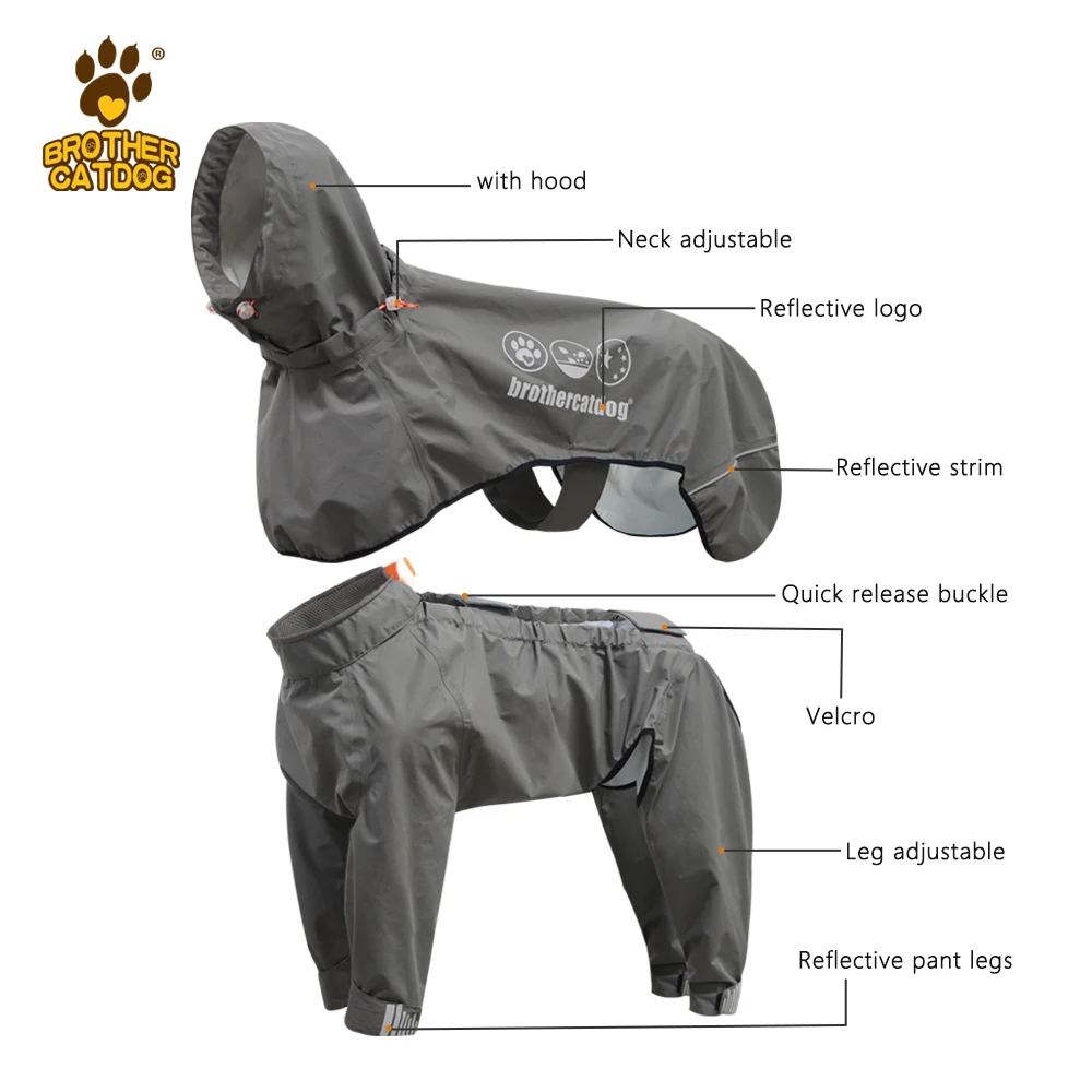 Hoodies dog raincoat and pants set Wholesale legs and body reflective all-inclusive pet raincoat