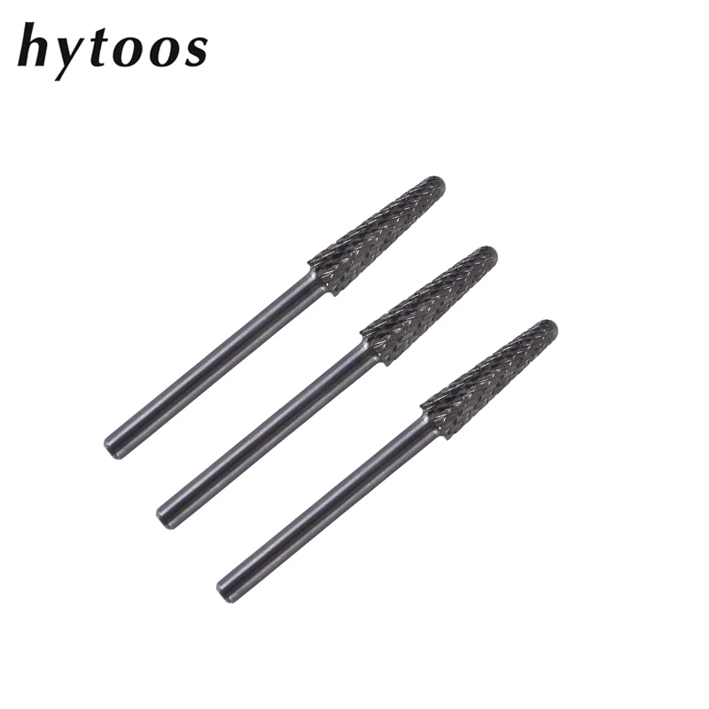 HYTOOS Cone Carbide Nail Drill Bits 3/32 Electric Cuticle Clean Burr Remove Gel Tool Nail Manicure Bit Drills Accessories