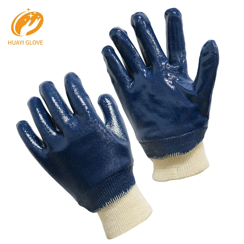 Light Weight Yellow Nitrile Coated Jersey Glove Rukavice od nitrila Handschuhe Nitrile Safety Industrial Knit Wrist Oil Gloves