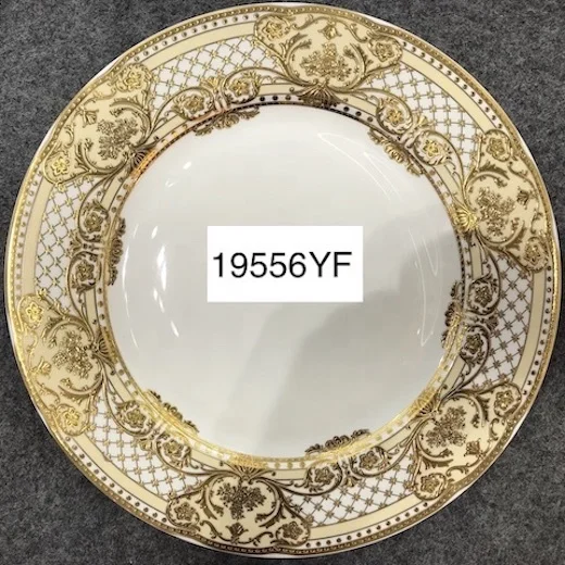 Роскошные прозрачные новые тисненые золотые блюда из костяного фарфора набор посуды фарфоровая тарелка