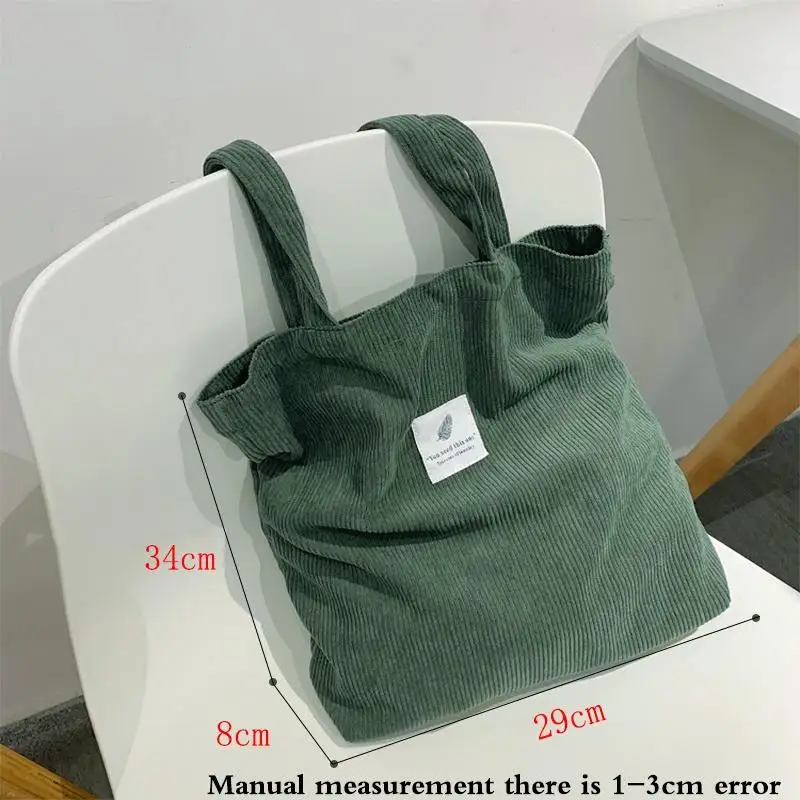 Wholesale large custom corduroy material plain grocery bag tote bags with pockets