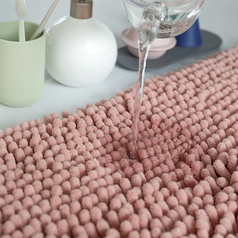 New Arrival Modern Rug Soft Chenille Bath Mat Tuftied Rug Solid Color Absorbent Bath Mat Non-slip Mat