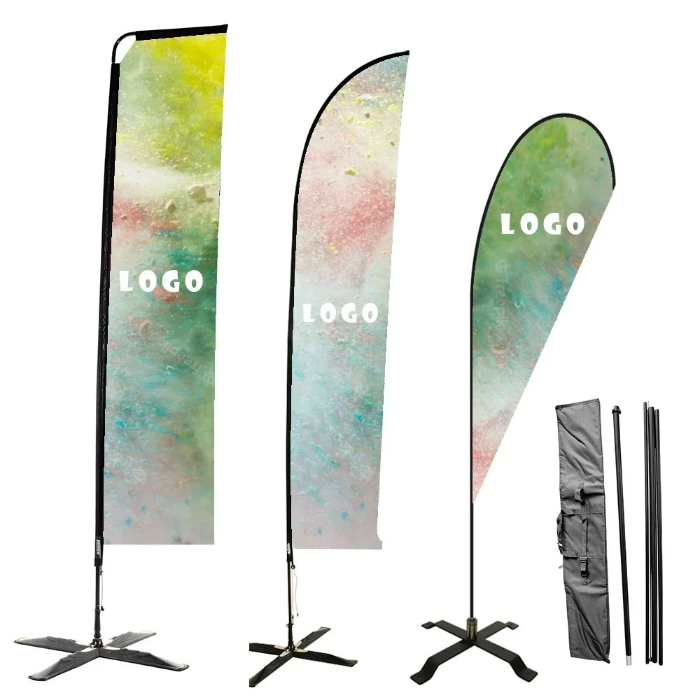 Promotional Advertising Custom Print Flying Beach Flag Custom Teardrop Feather Flags Banners With Flag Pole For Sale